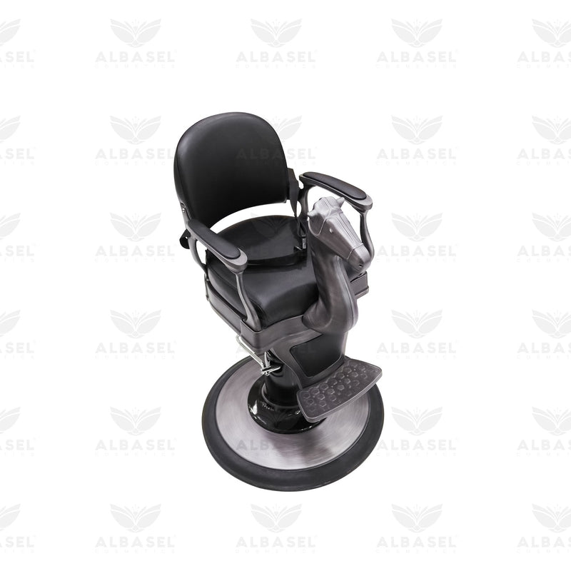 Black Horse Barber Chair for Kids with Adjustable Hydraulic Lift - Al Basel Cosmetics - Kids barber chair - UAE
