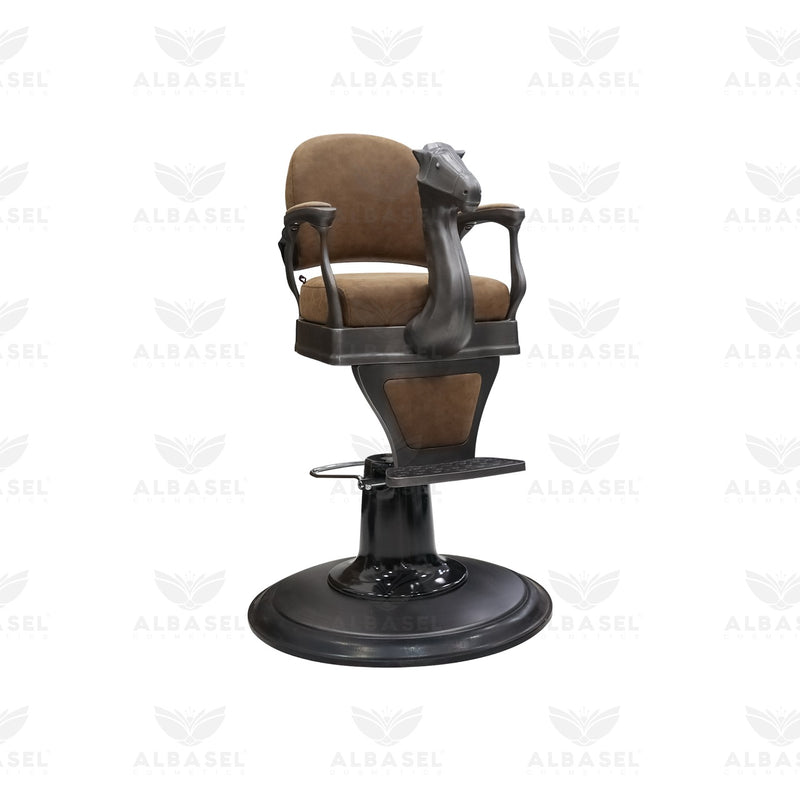 Old Brown Kids Vintage Horse Barber Chair with Hydraulic Base - Al Basel Cosmetics - UAE
