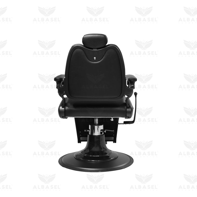 Professional Gents Barber Chair – Black Hydraulic Reclining Salon Chair with Headrest - Barber Chair - Al Basel Cosmetics - UAE