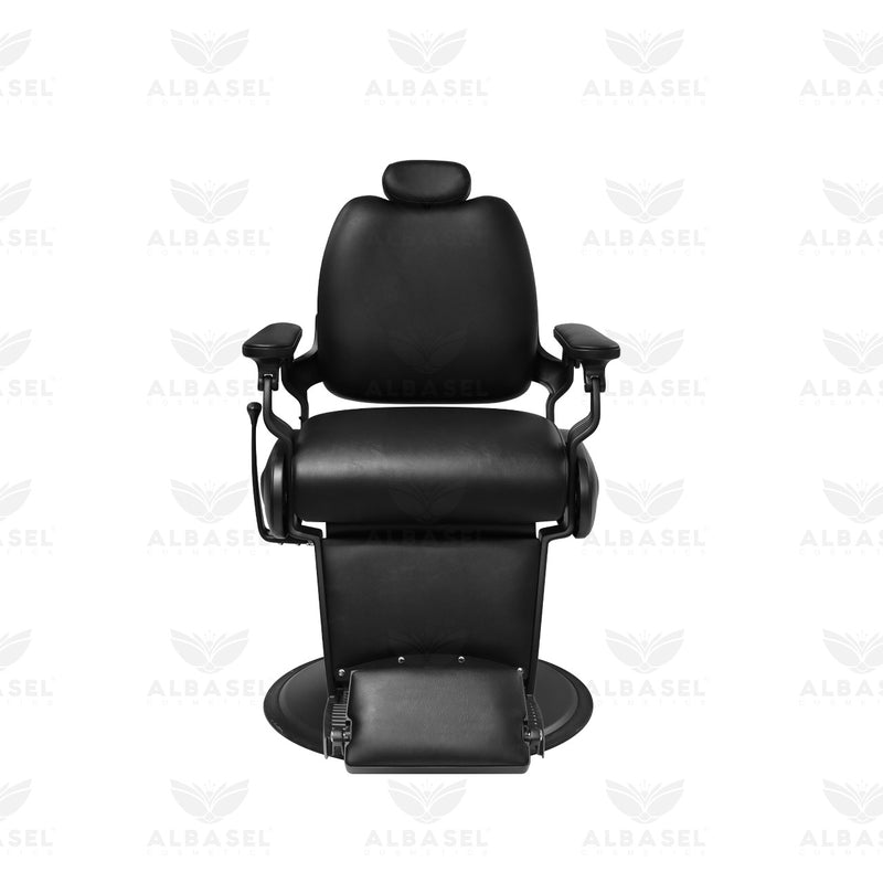 Professional Gents Barber Chair – Black Hydraulic Reclining Salon Chair with Headrest - Barber Chair - Al Basel Cosmetics - UAE