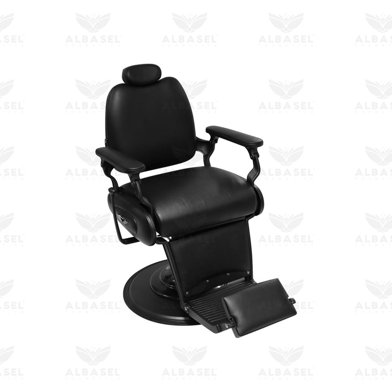 Professional Gents Barber Chair – Black Hydraulic Reclining Salon Chair with Headrest - Barber Chair - Al Basel Cosmetics - UAE