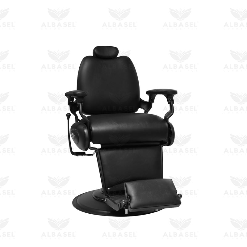 Professional Gents Barber Chair – Black Hydraulic Reclining Salon Chair with Headrest - Barber Chair - Al Basel Cosmetics - UAE