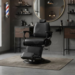 Professional Gents Barber Chair – Black Hydraulic Reclining Salon Chair with Headrest - Barber Chair - Al Basel Cosmetics - UAE