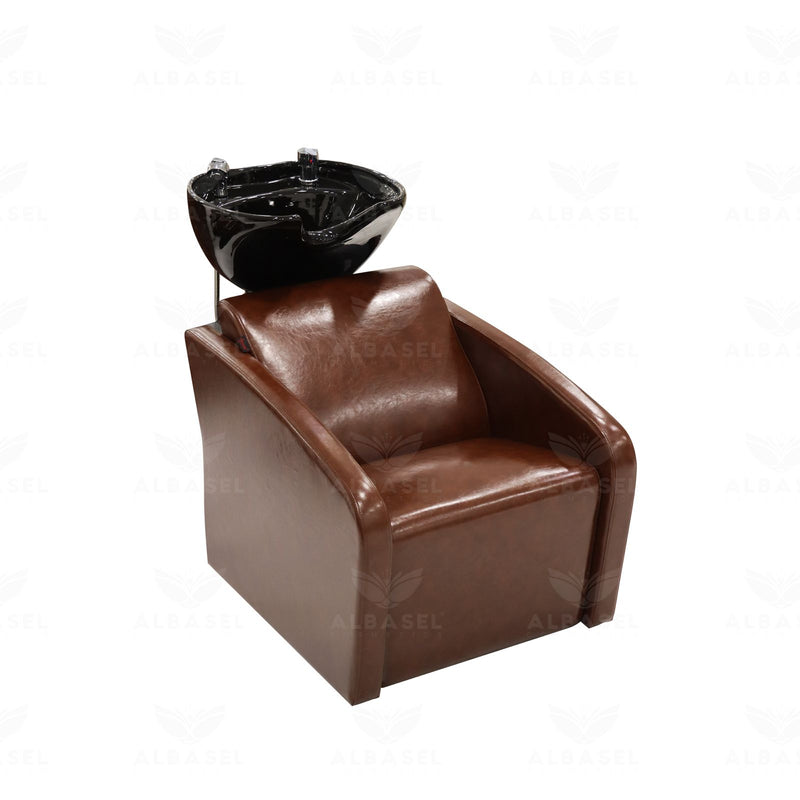 Shine Brown Hair Washing Chair with Black Basin – Salon Spa Shampoo Unit - Hair washing chair - Al Basel Cosmetics - UAE