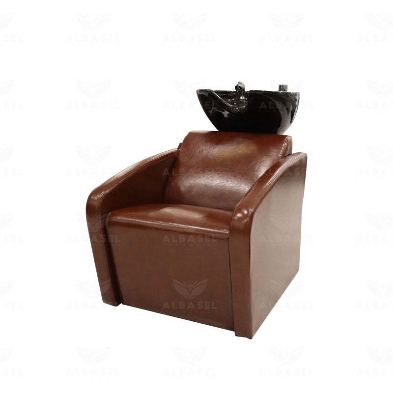 Shine Brown Hair Washing Chair with Black Basin – Salon Spa Shampoo Unit - Hair washing chair - Al Basel Cosmetics - UAE