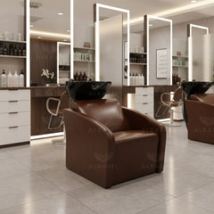 Shine Brown Hair Washing Chair with Black Basin – Salon Spa Shampoo Unit - Hair washing chair - Al Basel Cosmetics - UAE