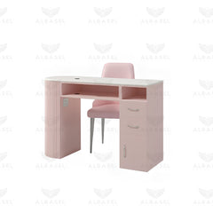Professional Pink Manicure Table with Customer & Technician Chairs - Al Basel Cosmetics - UAE - Nail studio furniture - Manicure table Bharain