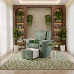 All-in-One Green Massage Chair for Pedicure & Manicure with Sliding Foot Bath – Premium Salon & Spa Equipment - Mani Pedi chair in UAE - Multipurpose chair for salon - Manicure chair Saudi Arabia - Al Basel Cosmetics - UAE