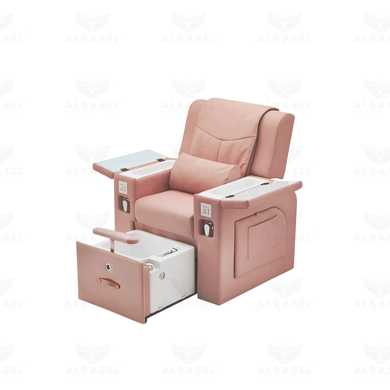 All-in-One Pink Pedicure & Manicure Massage Chair with Sliding Foot Bath | Luxury Spa & Salon Chair - manicure chair in Dubai - Manicure and pedicure chair in Saudi Arabia - Nail salon furniture Qatar - Pink salon furniture in UAE - Al Basel Cosmetics