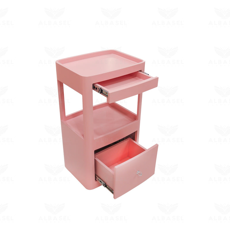 Stylish Salon Storage Trolley with Drawers | Professional Beauty Organizer Cart - salon trolley for ladies salon - Al Basel Cosmetics - UAE - Salon furniture Qatar