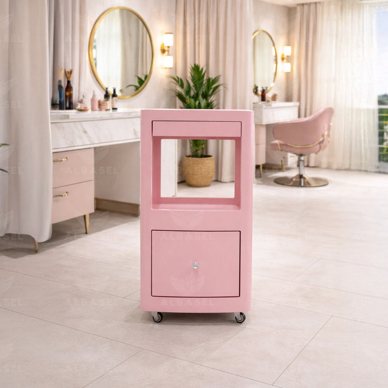 Stylish Salon Storage Trolley with Drawers | Professional Beauty Organizer Cart - salon trolley for ladies salon - Al Basel Cosmetics - UAE - Salon furniture Qatar