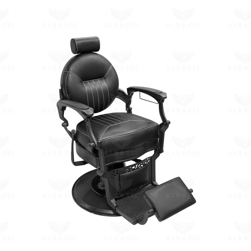 Professional Hydraulic Barber Chair – Adjustable Headrest & Reclining Heavy-Duty Salon Styling Chair - barber chair - black barber chair in UAE - Al Basel Cosmetics - UAE