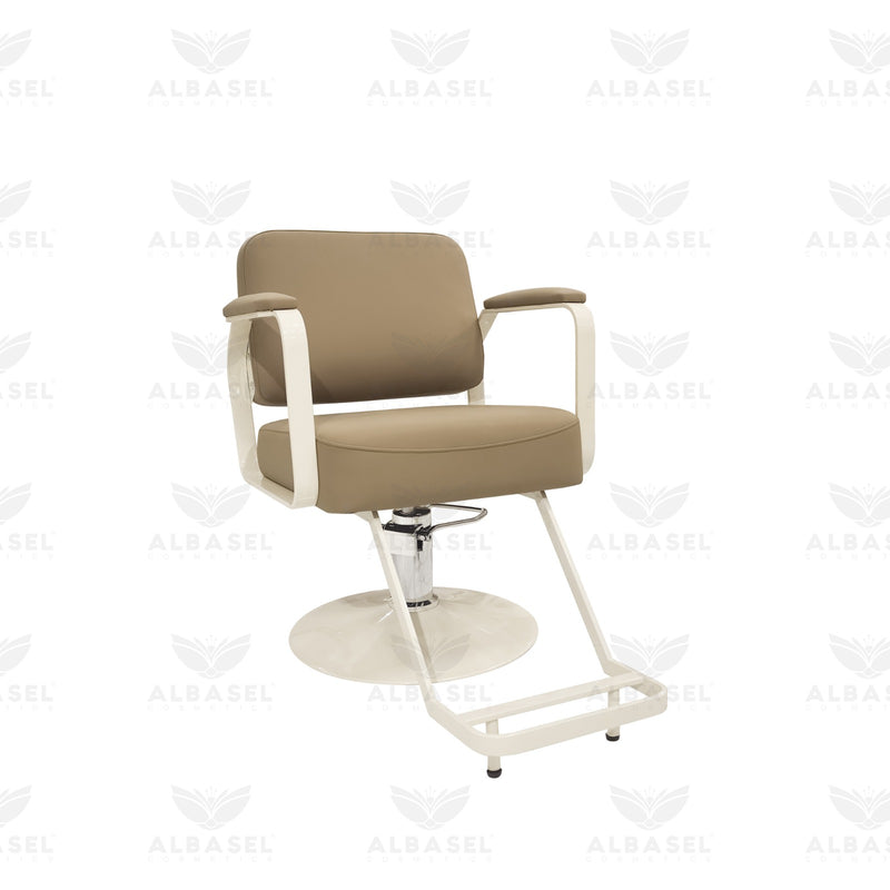 Khaki Brown Ladies Styling Chair – Professional Hydraulic Salon Chair - Ladies styling chair - Hair cutting chair for ladies salon - Al Basel Cosmetics - UAE