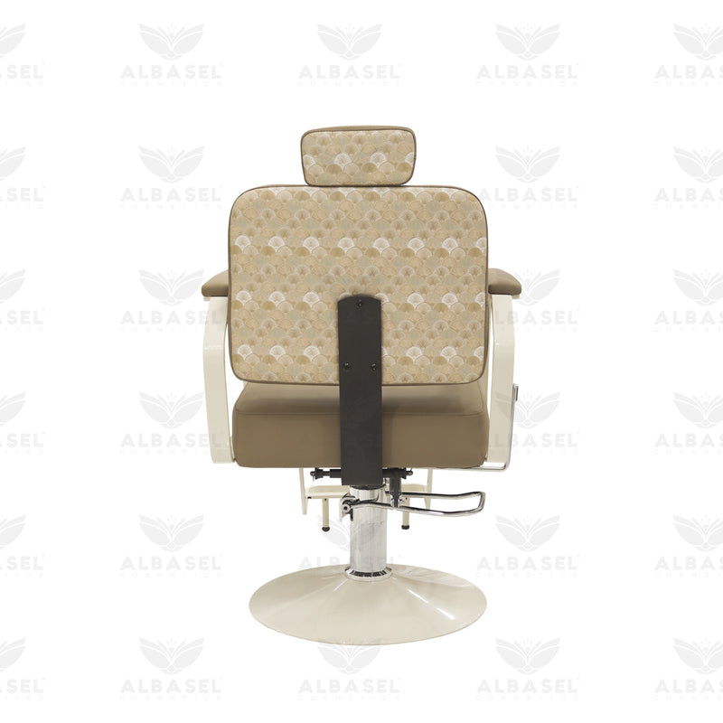 Khaki Brown Reclining Salon Styling Chair with Cream Base - Facial chair - Ladies salon treatment chair - Ladies salon furniture in UAE - Threading chair for salon - Al Basel Cosmetics - UAE