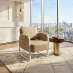 Khaki Brown Waiting Chair – Stylish Salon Reception Seat - Salon waiting chair - Reception area furniture for salon - Ladies salon chair - Al Basel Cosmetics - UAE