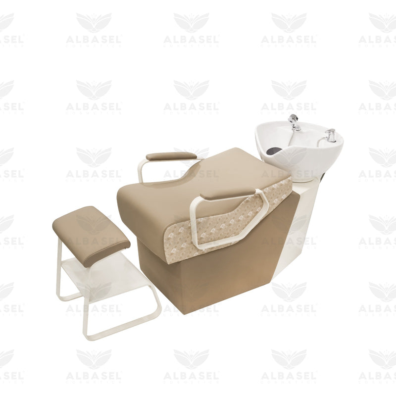 Khaki Brown Salon Hair Washing Chair – Comfortable Shampoo Unit - Shampoo chair - Hair washing chair for salon - Hair salon furniture in UAE - Al Basel Cosmetics - UAE