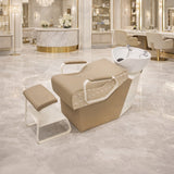 Khaki Brown Salon Hair Washing Chair – Comfortable Shampoo Unit - Shampoo chair - Hair washing chair for salon - Hair salon furniture in UAE - Al Basel Cosmetics - UAE