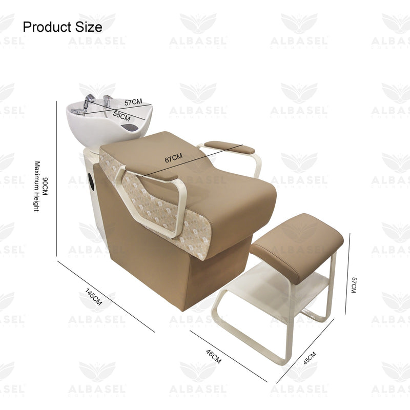 Khaki Brown Salon Hair Washing Chair – Comfortable Shampoo Unit - Shampoo chair - Hair washing chair for salon - Hair salon furniture in UAE - Al Basel Cosmetics - UAE