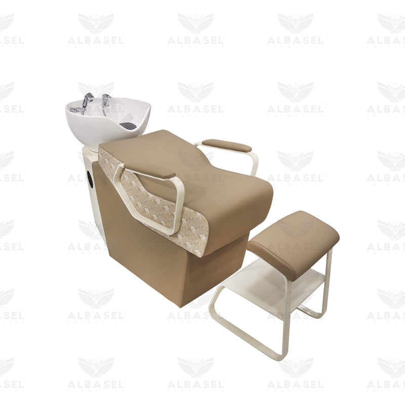 Khaki Brown Salon Hair Washing Chair – Comfortable Shampoo Unit - Shampoo chair - Hair washing chair for salon - Hair salon furniture in UAE - Al Basel Cosmetics - UAE