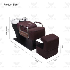 Dark Chocolate Brown Backwash Shampoo Chair - Hair washing chair in UAE - Shampoo chair for hair salon - Ceramic basin shampoo chair in Dubai - Al Basel Cosmetics - UAE