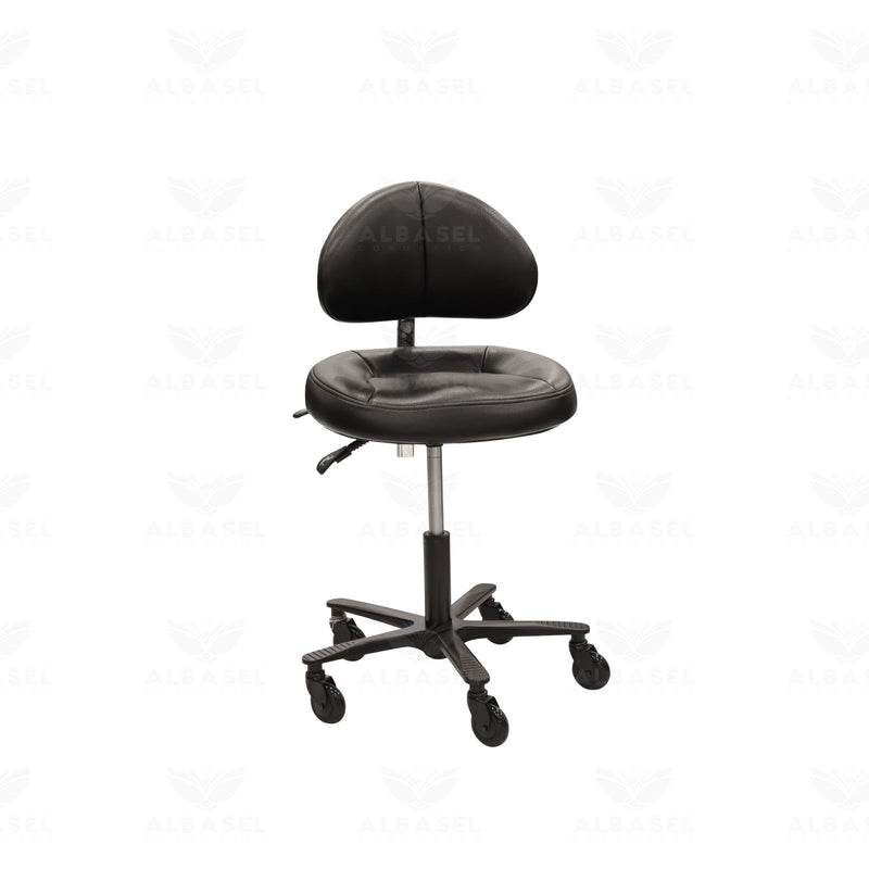 Reclining Salon & Spa Black Stool Chair with Backrest - salon swivel chair - Al Basel Cosmetics - UAE