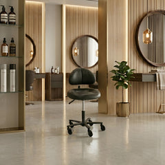 Reclining Salon & Spa Black Stool Chair with Backrest - salon swivel chair - Al Basel Cosmetics - UAE