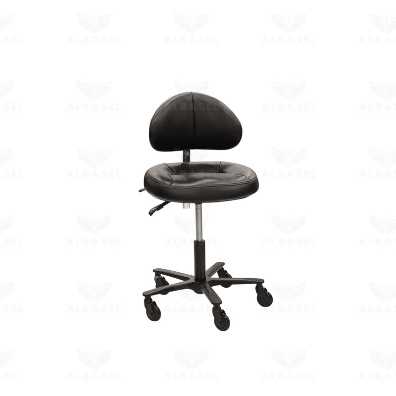 Reclining Salon & Spa Black Stool Chair with Backrest - salon swivel chair - Al Basel Cosmetics - UAE