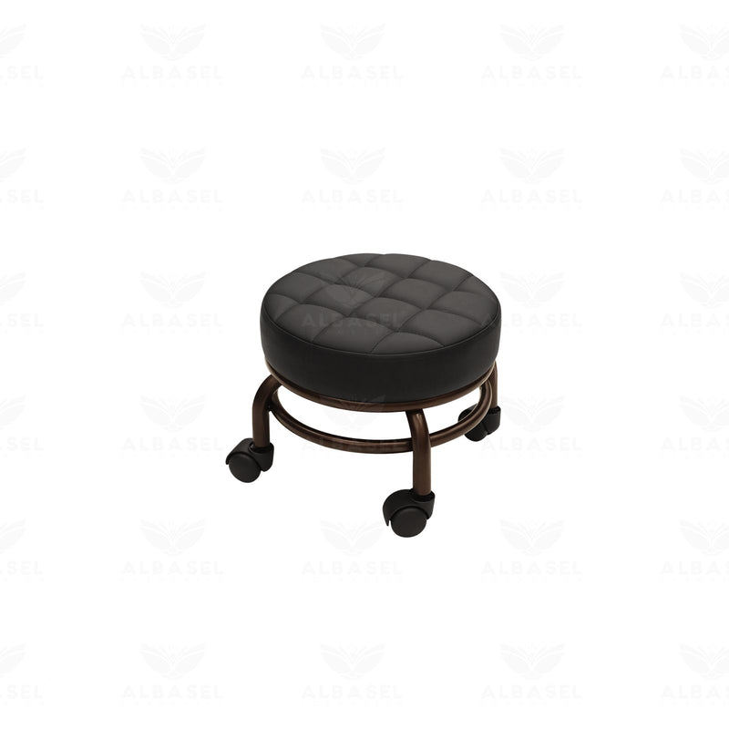 Salon Technician Stool with Wheels – Padded Round Seat | Spa Beauty Chair - Salon stool - Pedicure stool in UAE - Small stool for nail salon - Al Basel Cosmetics - UAE