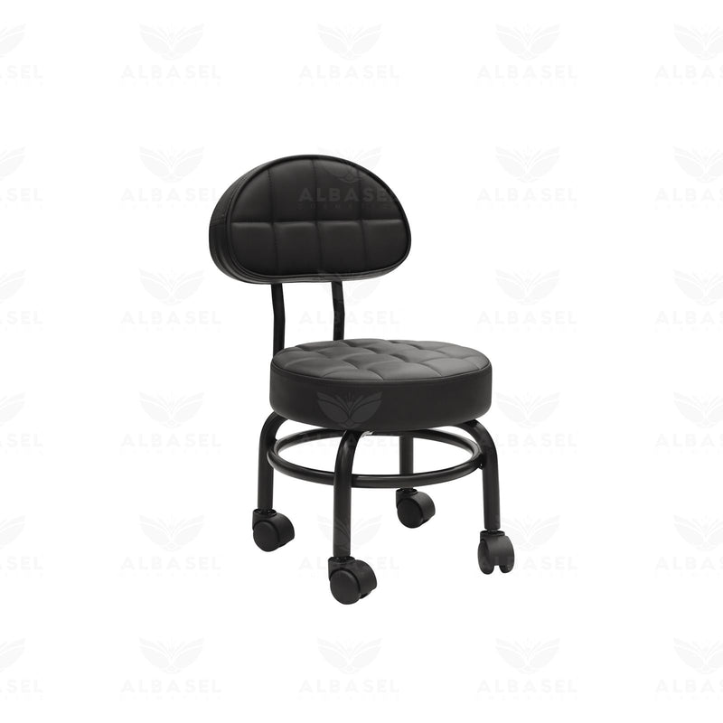 Salon & Spa Technician Stool with Back Support – Mobile Beauty Black Chair with Wheels - Al basel cosmetics - Salon stool - technician stool