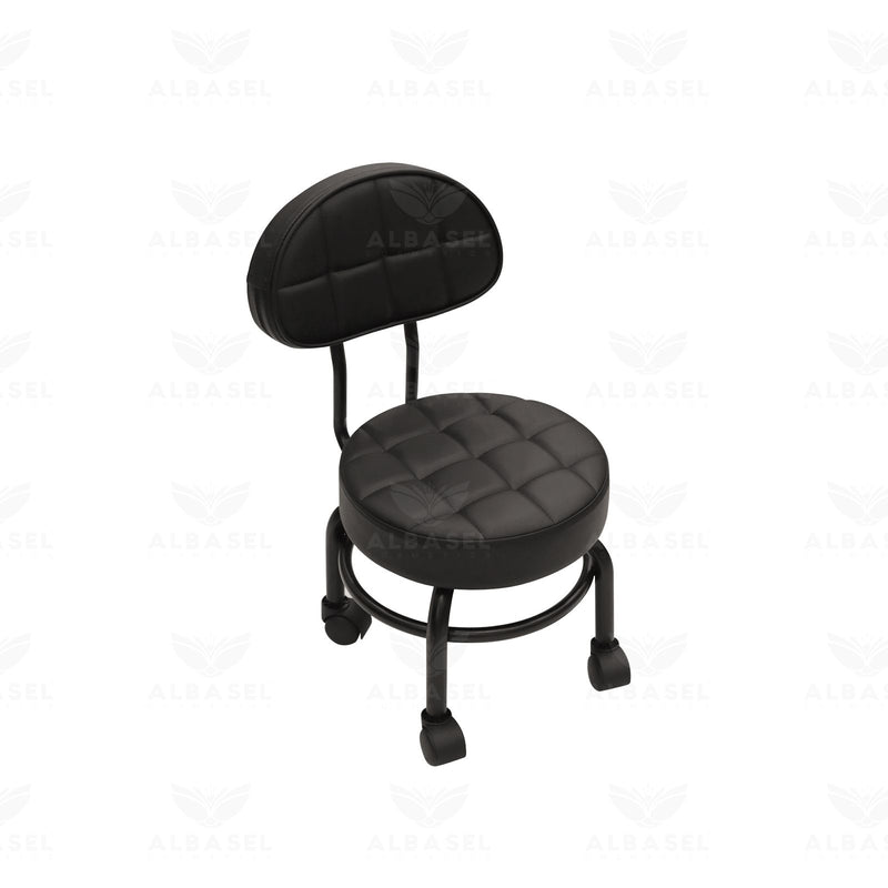 Salon & Spa Technician Stool with Back Support – Mobile Beauty Black Chair with Wheels - Al basel cosmetics - Salon stool - technician stool