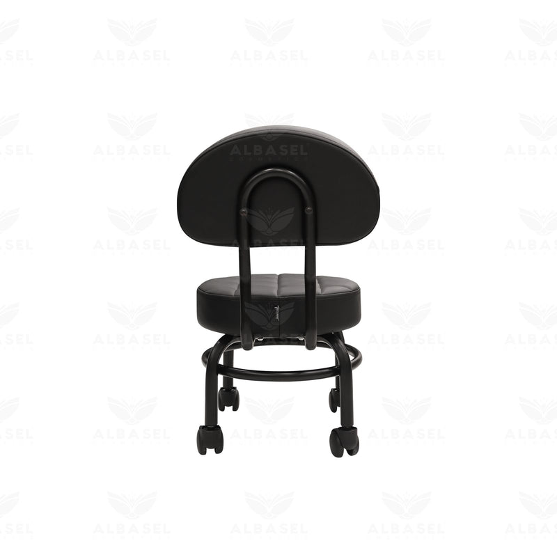 Salon & Spa Technician Stool with Back Support – Mobile Beauty Black Chair with Wheels - Al basel cosmetics - Salon stool - technician stool