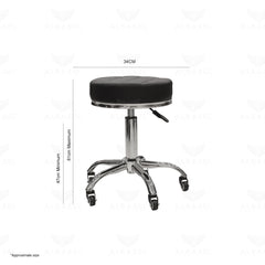 Adjustable salon technician stool with black cushion and rolling wheels - spa technician stool - Al Basel Cosmetics - UAE