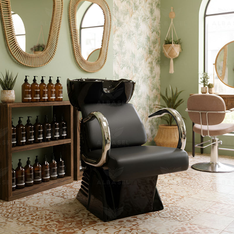 Salon Shampoo Chair Black - Hair washing chair - Al Basel Cosmetics - UAE