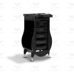 Full Black Professional Salon Trolley – 5-Drawer Hairdressing Storage Cart with Tool Holder Top & 360° Wheels - Salon trolley - Al Basel Cosmetics - UAE