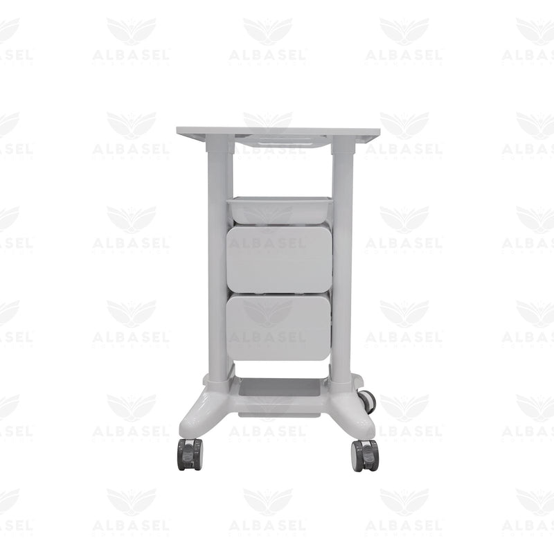 White Beauty Salon Trolley with Dual Drawers & Quick-Access Tray – Professional Rolling Cart - Al Basel Cosmetics