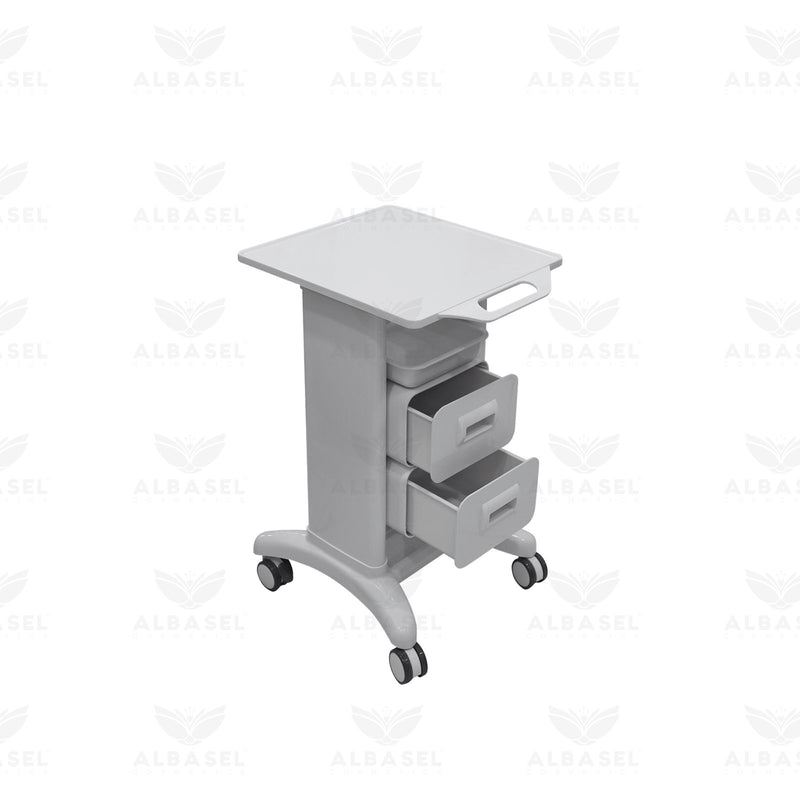 White Beauty Salon Trolley with Dual Drawers & Quick-Access Tray – Professional Rolling Cart - Al Basel Cosmetics