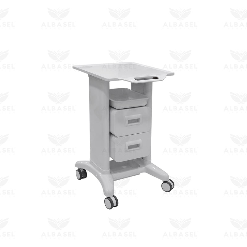 White Beauty Salon Trolley with Dual Drawers & Quick-Access Tray – Professional Rolling Cart - Al Basel Cosmetics