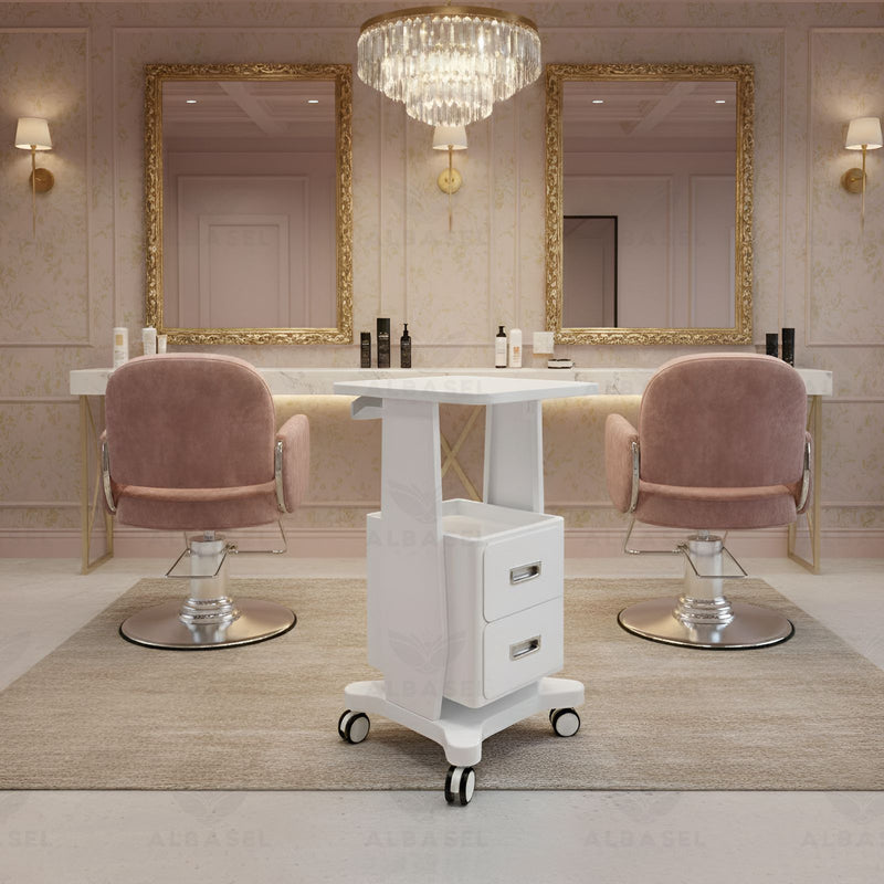 Professional Salon & Spa Trolley Cart | Mobile Metal Storage – Al Basel Cosmetics - Salon trolley - Storage cart for spa - Salon hair coloring trolley - UAE