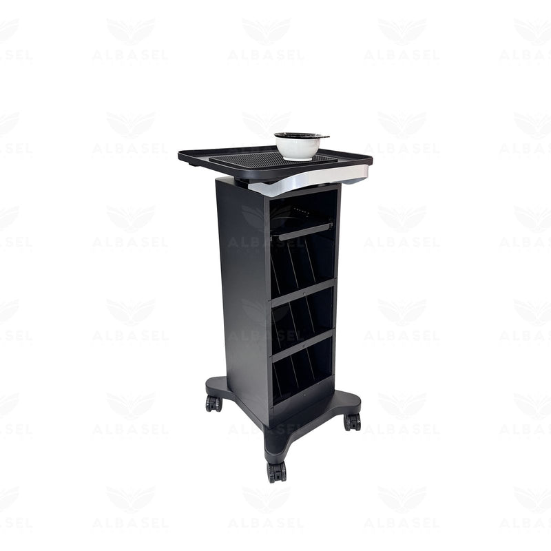 Professional Metal Frame Salon Trolley with Applicator Bowl & Brush - Hair coloring trolley - professional stylists hair trolley - beauty clinics styling trolley - Al Basel Cosmetics