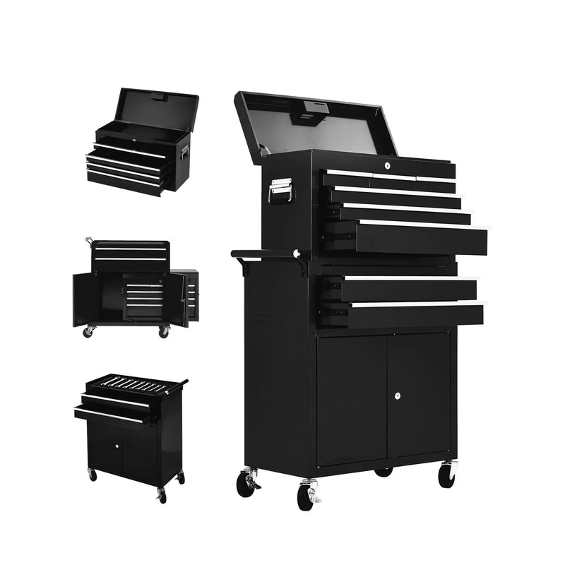 Storage Trolley with Lock 24 Inch 8 Drawer – Professional Salon & Spa Tool Organizer (Black) - beauty clinic trolley with drawers - spa equipment storage cart - lockable salon trolley - professional salon equipment - Al Basel Cosmetics - UAE