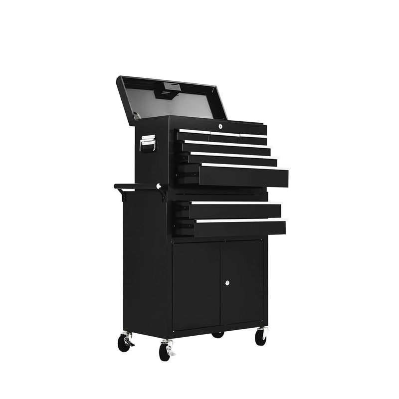 Storage Trolley with Lock 24 Inch 8 Drawer – Professional Salon & Spa Tool Organizer (Black) - beauty clinic trolley with drawers - spa equipment storage cart - lockable salon trolley - professional salon equipment - Al Basel Cosmetics - UAE