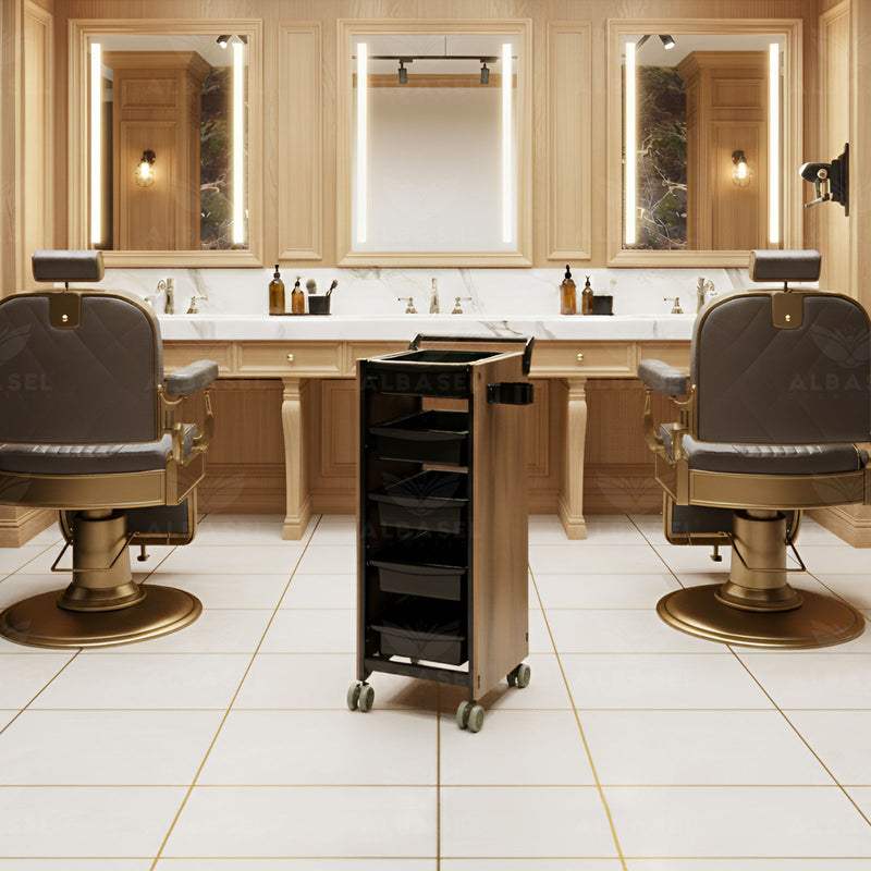 Salon Spa Product Organizing Trolley Wooden - salon organizing trolley - مواقع بيع بالجملة في الإمارات - Al Basel Cosmetics - UAE