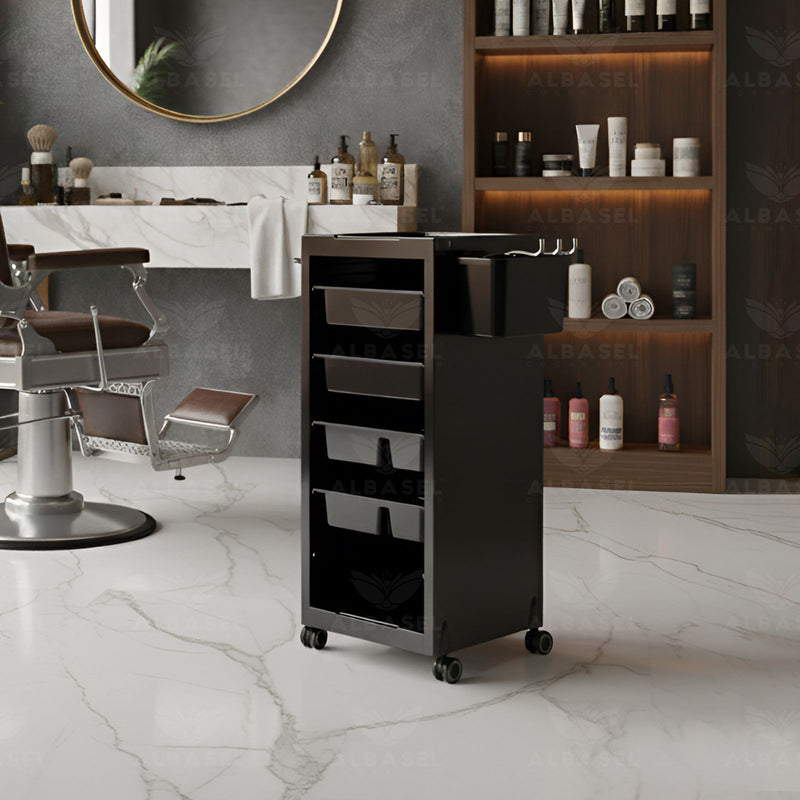 Viva Professional Salon Trolley with Storage and Hair Dryer Holders - Multipurpose salon plastic trolley - Salon trolley Qatar - Al Basel Cosmetics - UAE