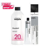 L’Oréal Majirel 5 Light Brown 50ml & Oreor Oxydant 20 Vol 1000ml – Permanent Hair Color Combo Pack - Al Basel Cosmetics - UAE