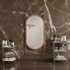 Wall Mounted Salon Mirror With LED light (Rose Gold) - Mirror for premium salon - Al Basel Cosmetics - UAE