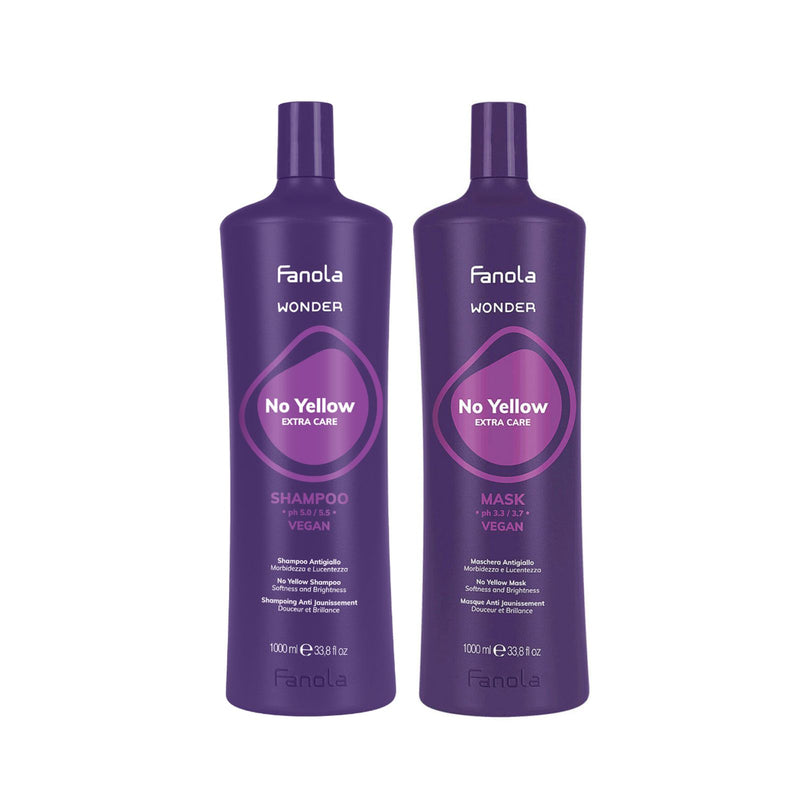 Fanola Wonder No Yellow Extra Care - Fanola No Yellow package UAE - blonde hair care Fanola - anti-yellow shampoo and mask - violet shampoo UAE - Fanola travel set - Fanola blonde duo - Al Basel Cosmetics