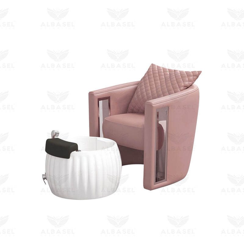 Pedicure Spa Chair with Foot Basin Oslo Pink for Professional Salon & Spa - Pedicure spa chair UAE - Al Basel Cosmetics - UAE