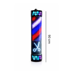 Classic Rotating Barber Pole 90cm – Outdoor Waterproof Wall-Mounted Barber Shop Sign with Black Base - Al Basel Cosmetics - Barber shop sign board - Salon pole - Barber pole in Sharjah