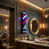 Classic Rotating Barber Pole 90cm – Outdoor Waterproof Wall-Mounted Barber Shop Sign with Black Base - Al Basel Cosmetics - Barber shop sign board - Salon pole - Barber pole in Sharjah