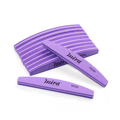 Mira Professional Half Moon Nail File 702 – Purple Sponge File for Nail Art (10 Pcs) - Nail file half moon shaped - Al Basel Cosmetics - UAE